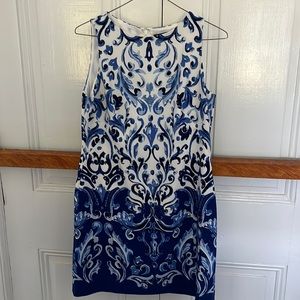 Lauren Ralph Lauren Navy and White Baroque Mini Dress